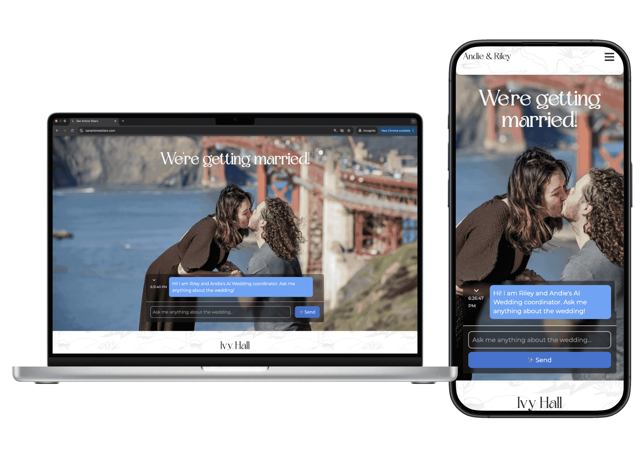 AI-powered wedding website with a chatbot answering guest questions